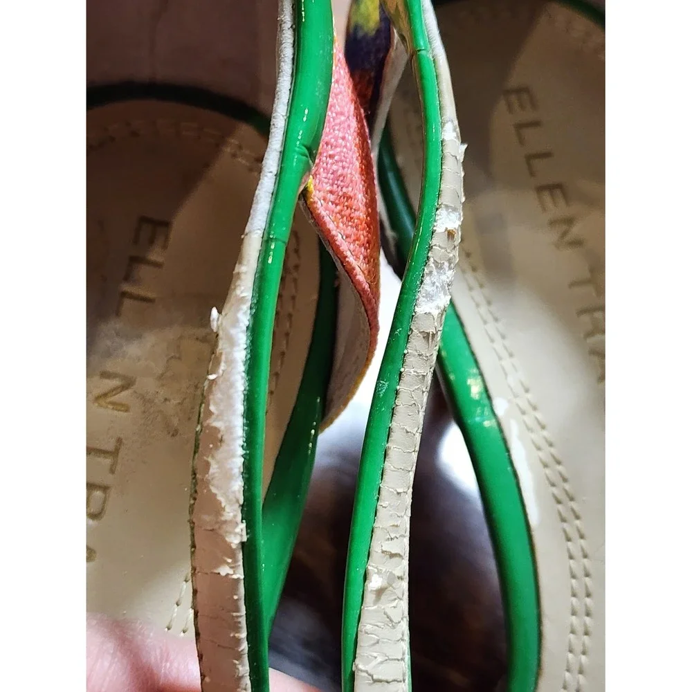 Ellen Tracy Erin Kitten Heels Women 7M Multi Color Abstract Floral Artistic Chic